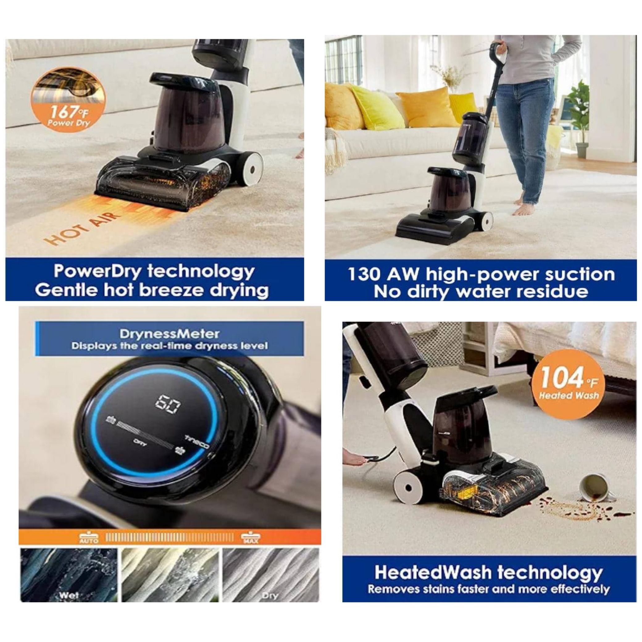 CARPETONESMARTCLEANER Dry/Wet Carpet ONE Smart Carpet Cleaner Machine – Lightweight Carpet Shampooer with Heated Wash, App Control & Voice Prompts - Image 2