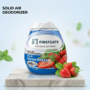 firstgate solid air deodorizer | 60 day continuous freshness | no electricity required | strawberry scent | 221g/7.8oz bathroom & home freshener