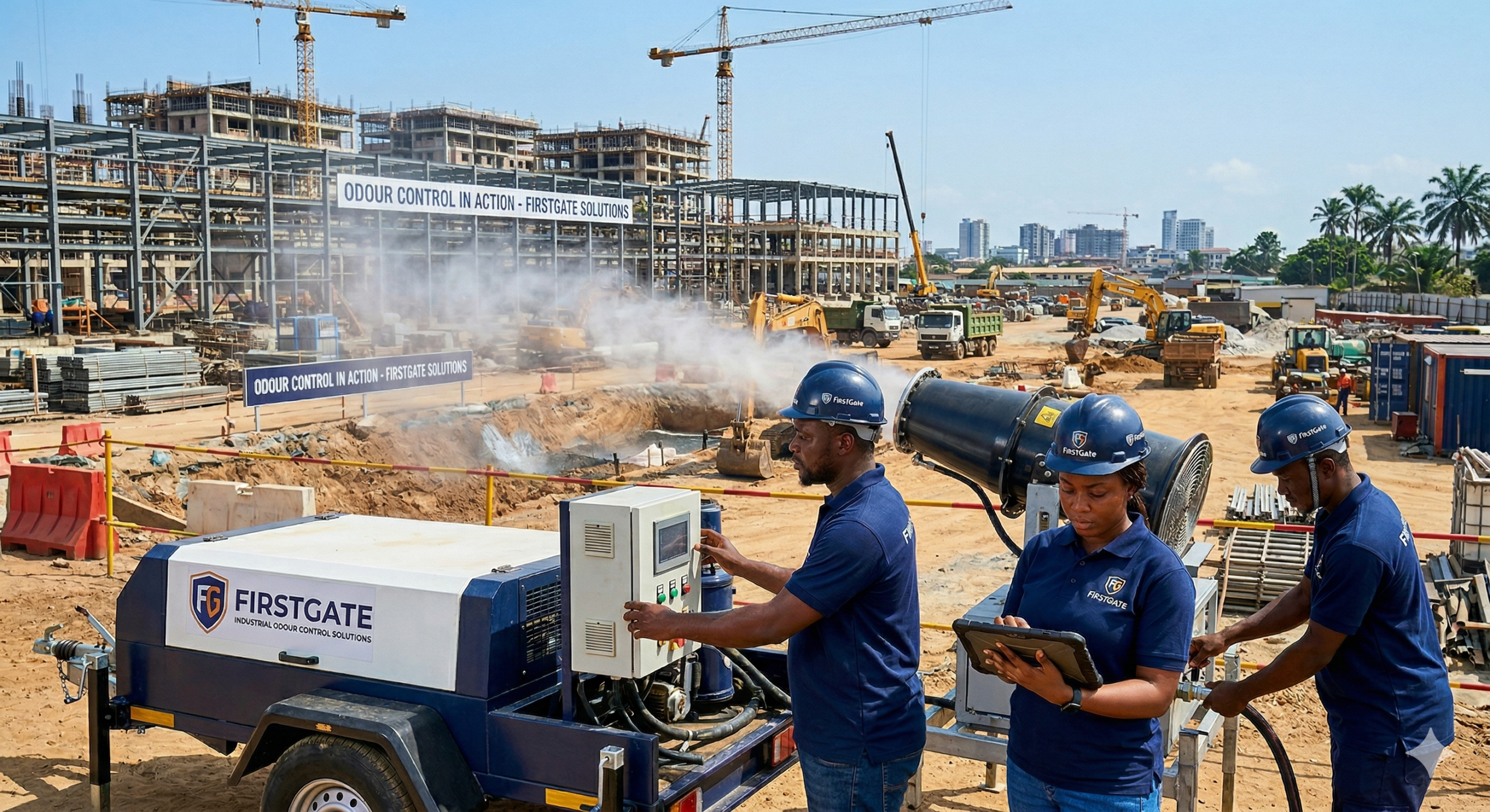 industrial construction site odour control